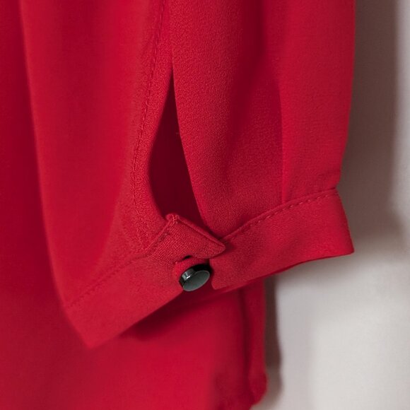 MEXX Red Button Up V-Neck Blouse Women's Size 8 - Picture 5 of 9